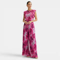 Women's Sleeveless Set with Wide-Leg Pants - Pink