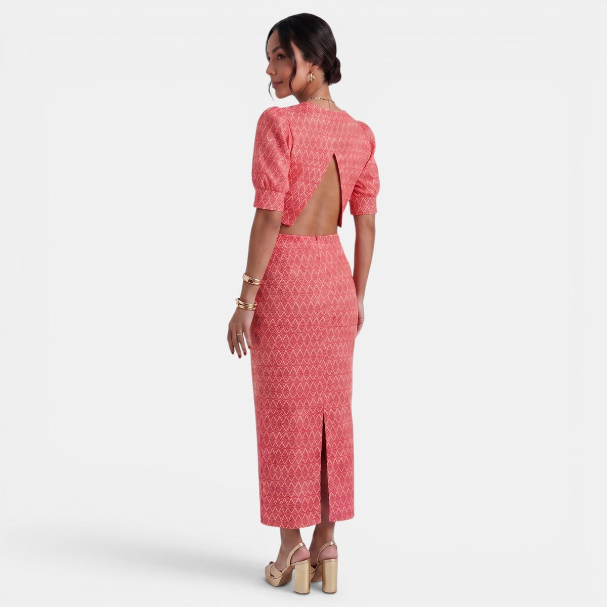 Women's Two-Piece Crop Top and Slit Skirt Set