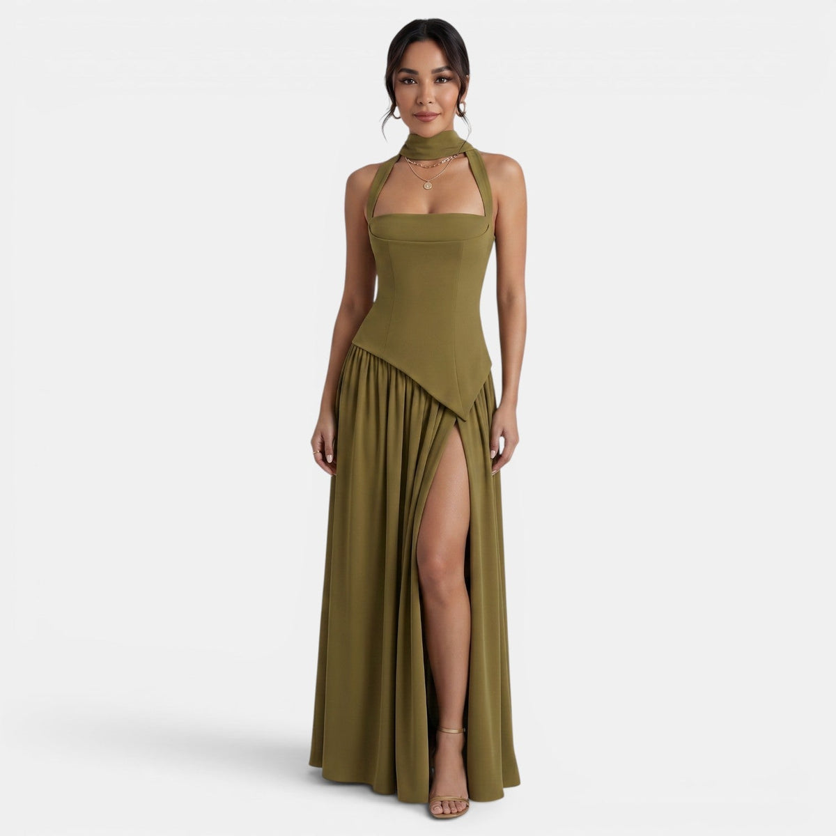 Women's Minimalist Slim Fit Dress - Green