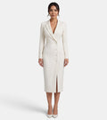 Women's Elegant White Blazer Midi Dress - White