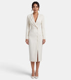 Women's Elegant White Blazer Midi Dress - White