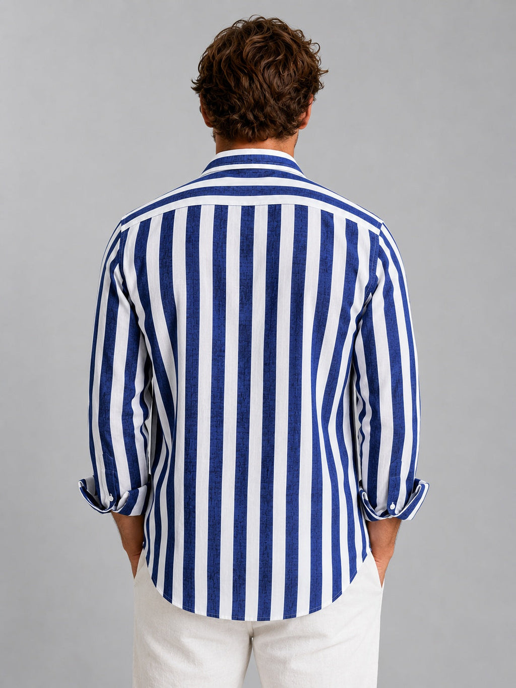 Men's Striped Long Sleeve Linen Shirt