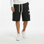 Men's Casual Cargo Capri Pants with Adjustable Drawstring - Black