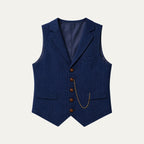 Men's Tailored Herringbone Tweed Vest with Lapel