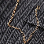 Men's Tailored Herringbone Tweed Vest with Lapel