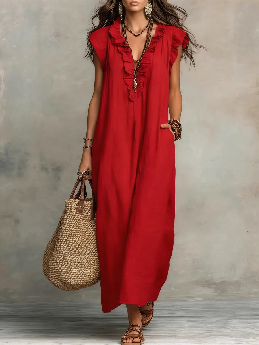 Women's Boho Dress - Red