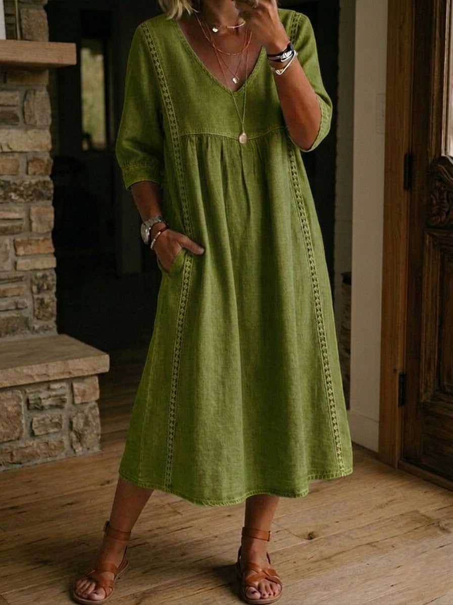 Women's Loose-Fit Dress - Olive