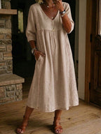 Women's Loose-Fit Dress - Beige