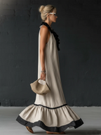 Women's Two-Tone Boho Ruffle Maxi Dress