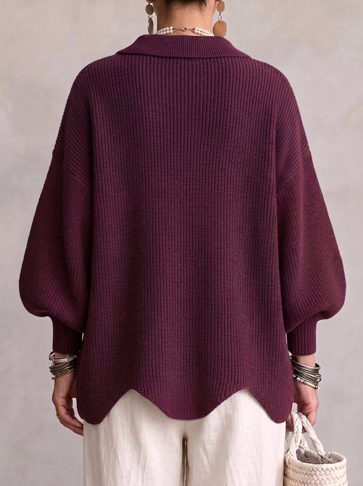 Women's Oversized Cardigan with Metal Buttons