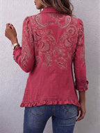 Women's Pink Paisley Ruffle Jacket