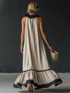 Women's Two-Tone Boho Ruffle Maxi Dress