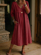 Women's Loose-Fit Dress - Red