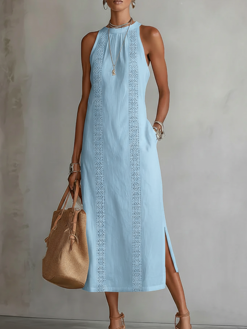 Women's Elegant Midi Dress - Blue
