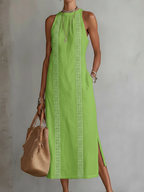 Women's Elegant Midi Dress - Green
