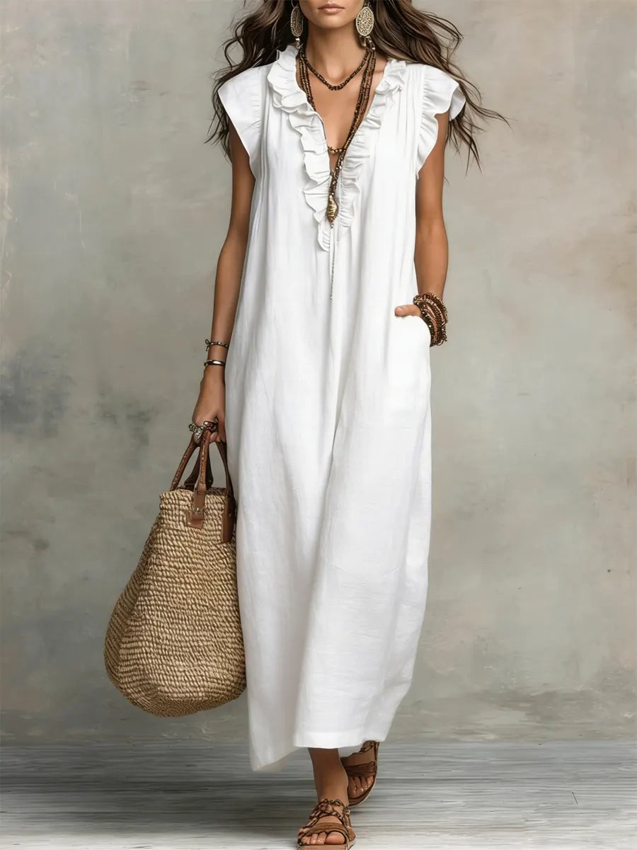 Women's Boho Dress - White