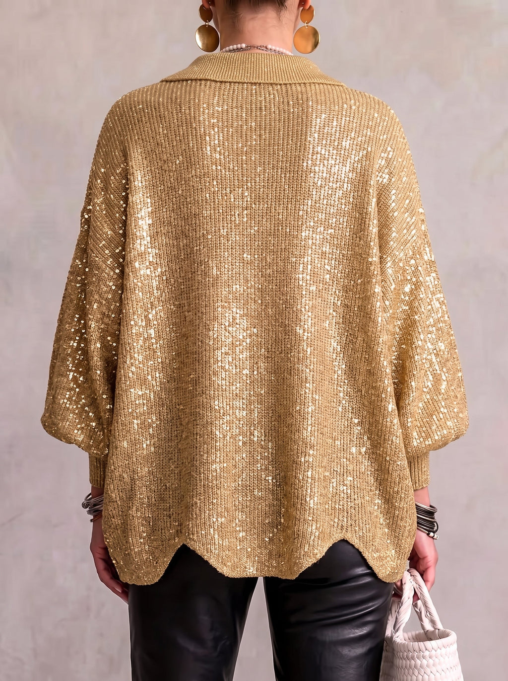 Women's Oversized Cardigan with Metal Buttons