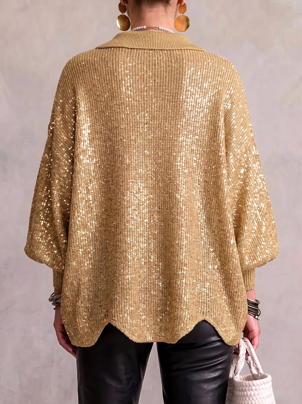Women's Oversized Cardigan with Metal Buttons