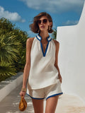 Women's Linen Halter Top and Shorts Set