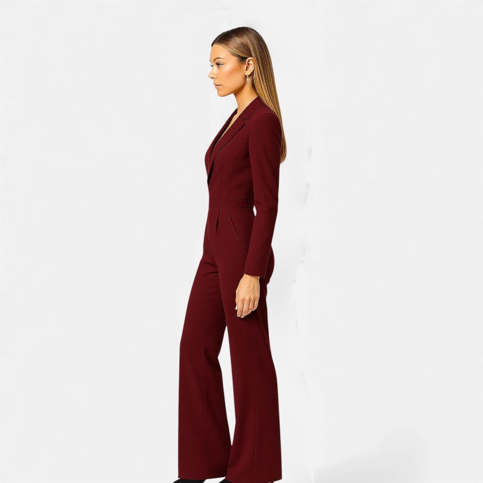 Women's Elegant V-Neck Long Sleeve Maxi Jumpsuit for Events