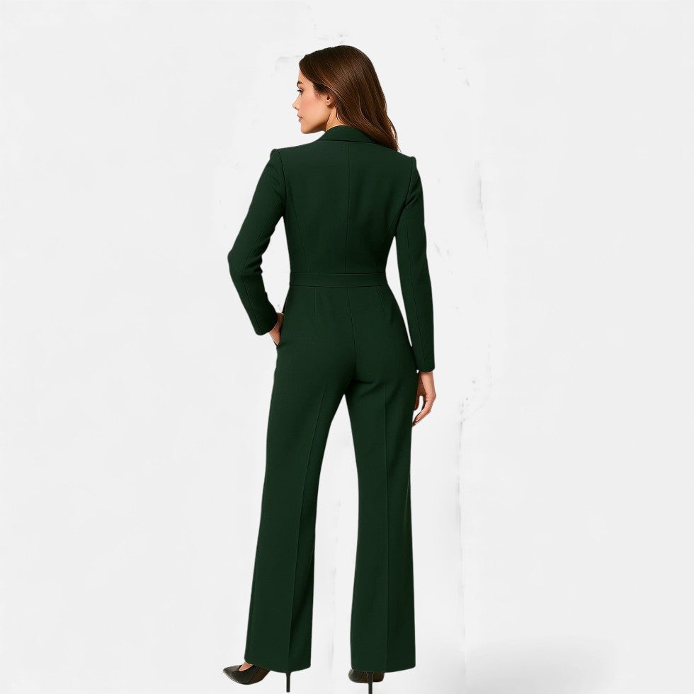 Women's Elegant V-Neck Long Sleeve Maxi Jumpsuit for Events