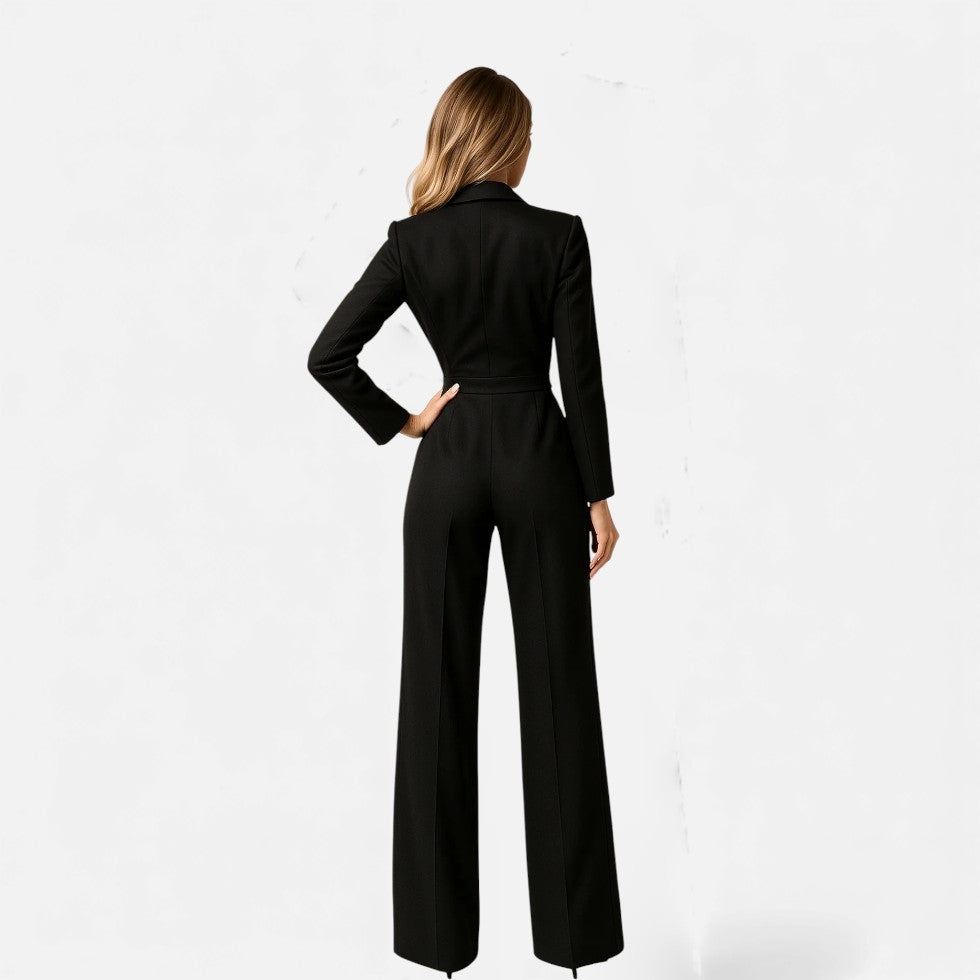 Women's Elegant V-Neck Long Sleeve Maxi Jumpsuit for Events