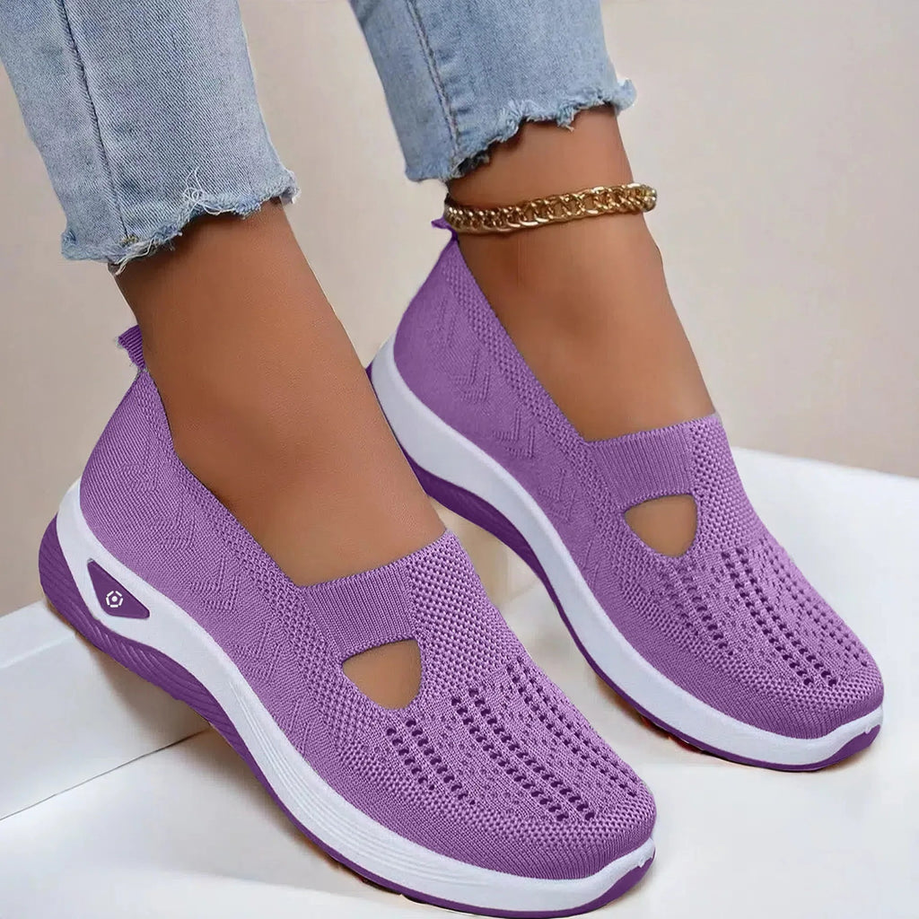 Women's Orthopedic Sneakers with Supportive Insole - Purple