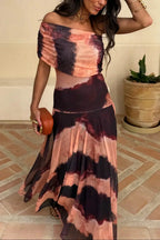 Women's Pleated One-Shoulder Maxi Wedding Guest Dress