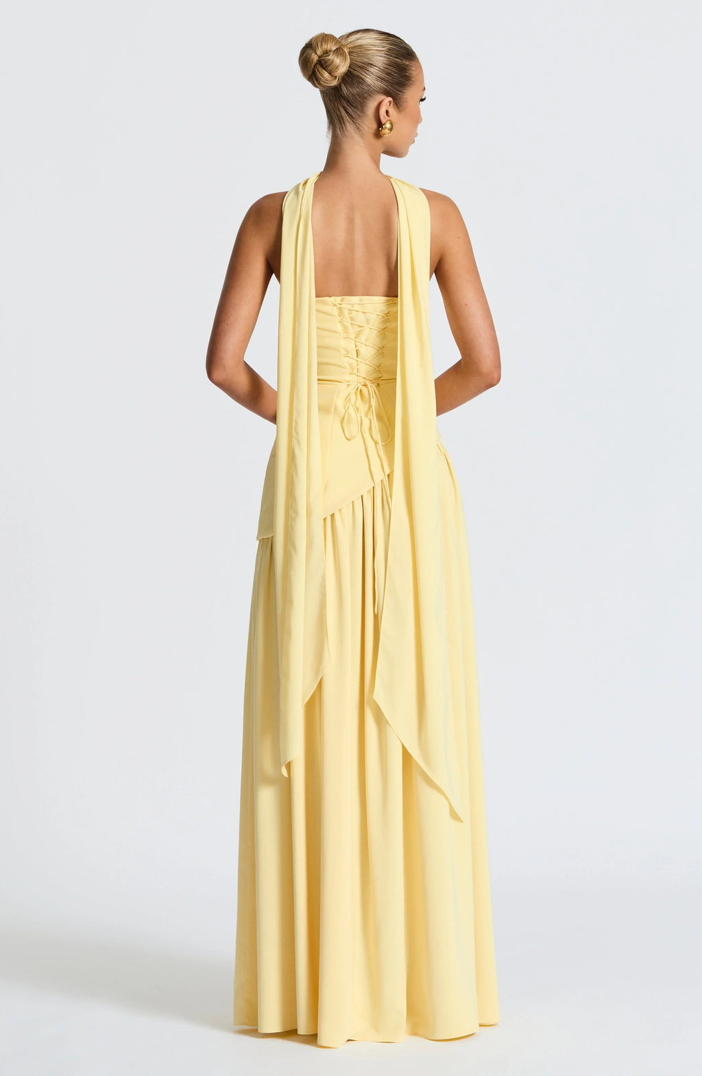 Women's Strapless Corset Wedding Guest Maxi Dress with High Slit