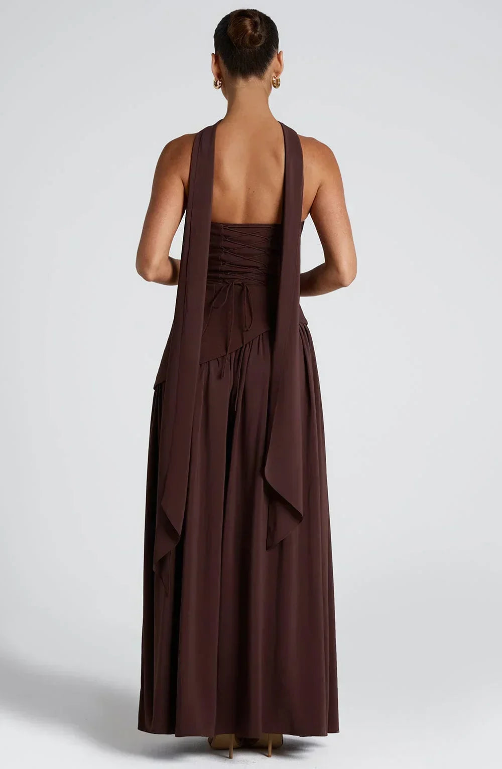 Women's Strapless Corset Wedding Guest Maxi Dress with High Slit