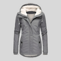 Women's Waterproof Hooded Parka with Sherpa Lining - Gray