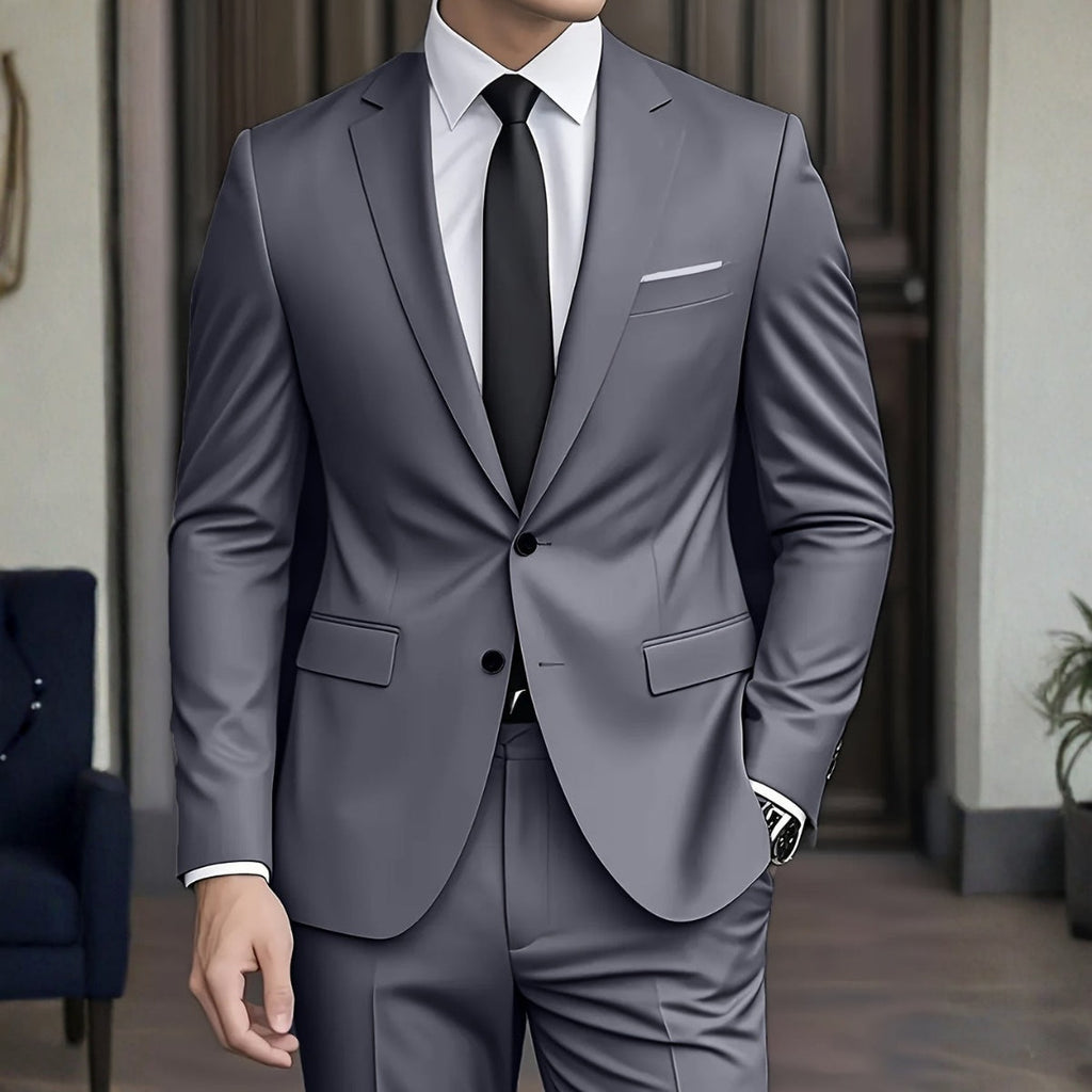 Men's Slim Fit Two-Piece Wedding Suit - Gray