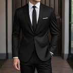 Men's Slim Fit Two-Piece Wedding Suit - Black