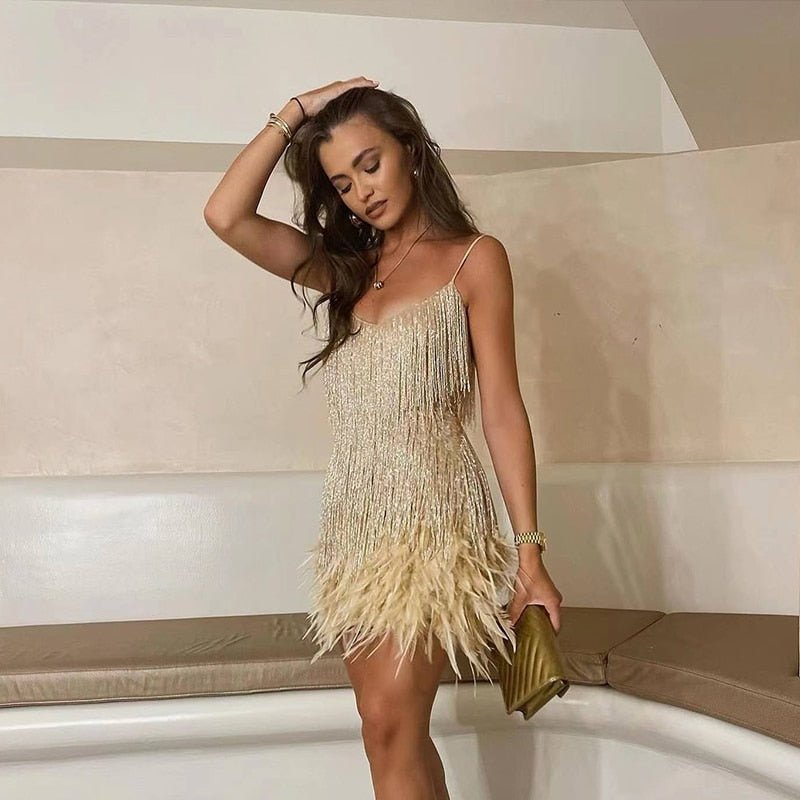 Women's Sleeveless Sparkle Summer Party Dress - Gold