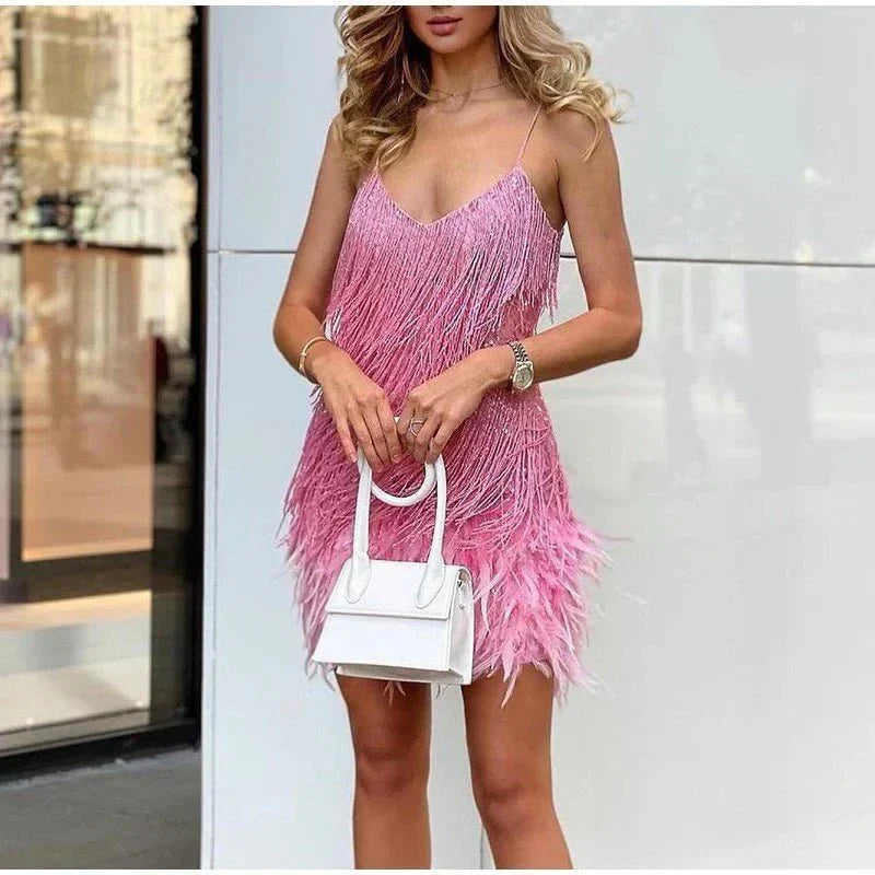 Women's Sleeveless Sparkle Summer Party Dress - Pink