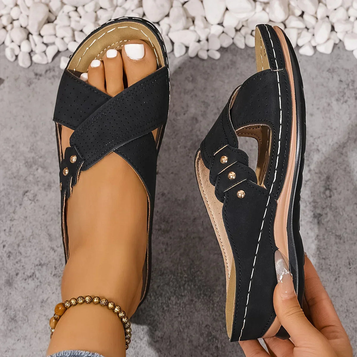 Women's Comfortable Orthopedic Summer Sandals - Black