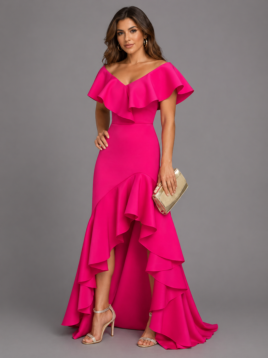 Women's Elegant Evening Dress - Pink