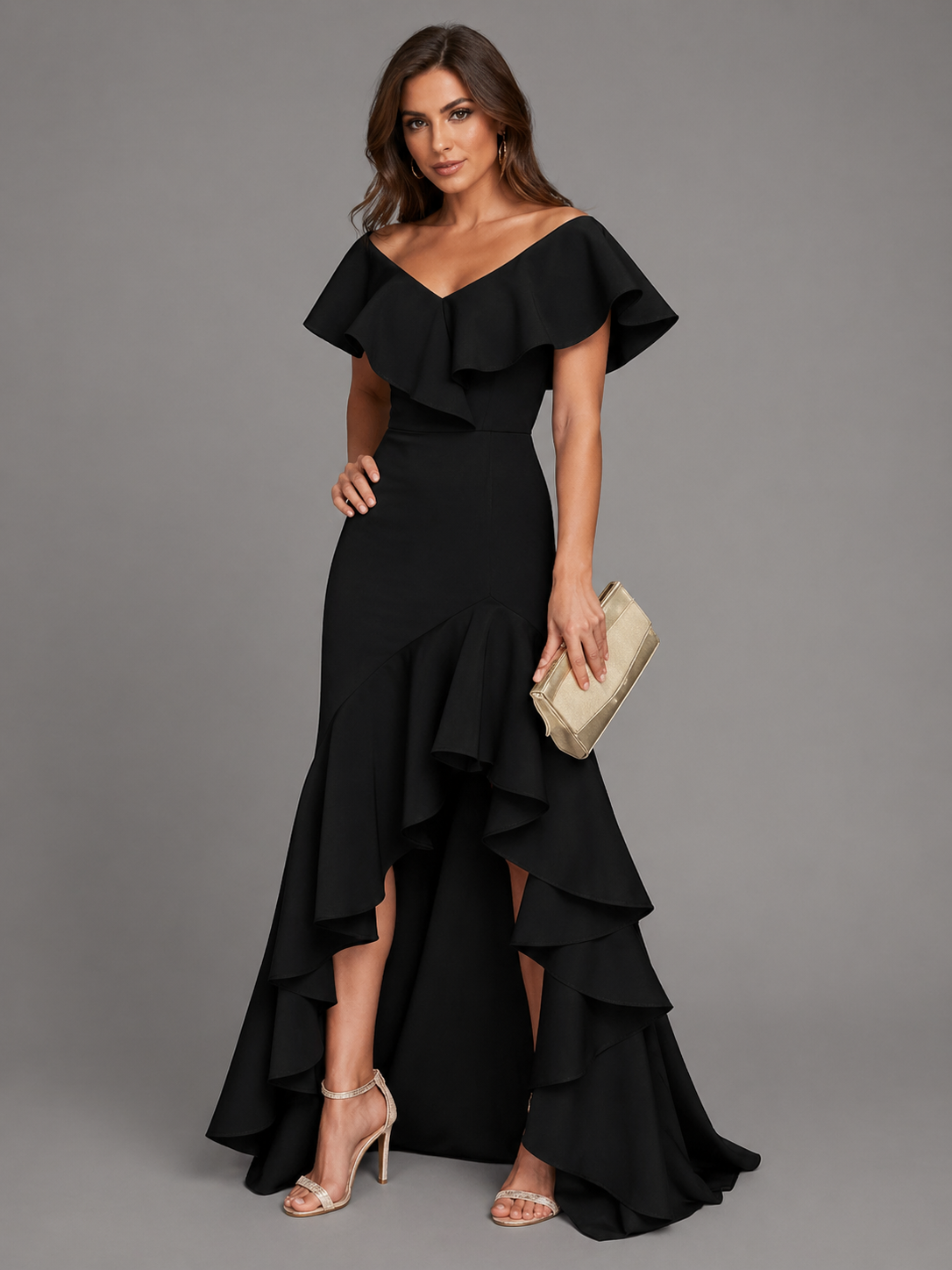Women's Elegant Evening Dress - Black