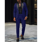 Men's Two-Piece Wedding Suit with Satin Lapel - Royal Blue