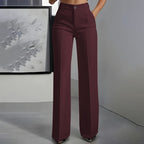 Women's High-Waisted Dress Pants - Burgundy