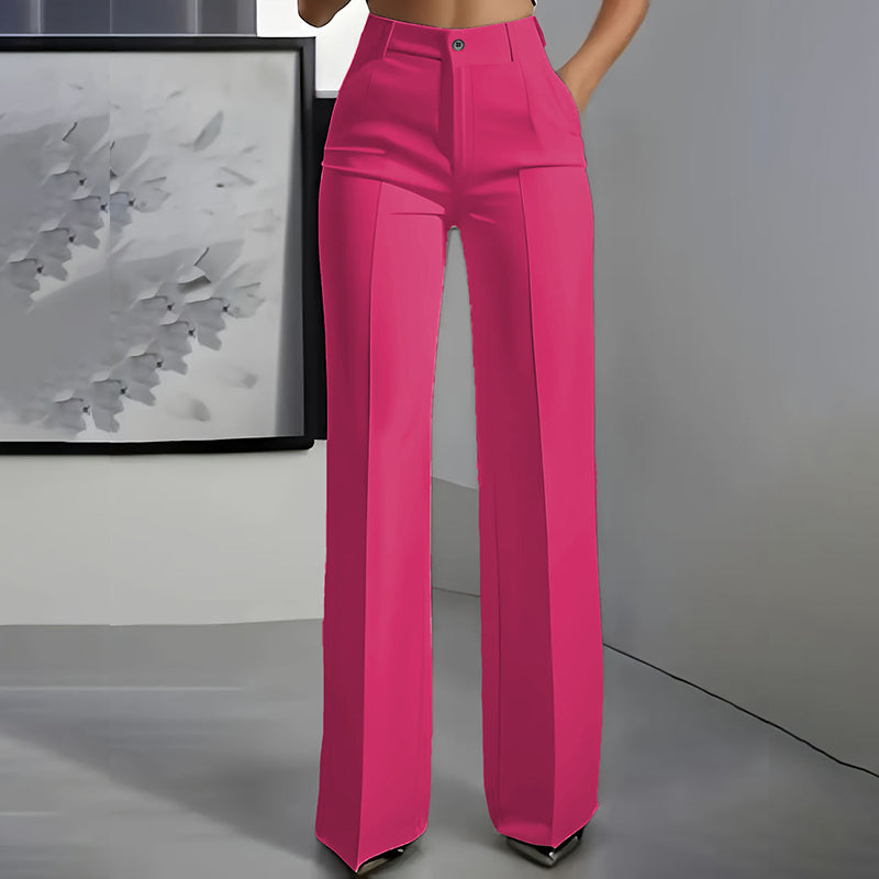 Women's High-Waisted Dress Pants - Pinkish Red