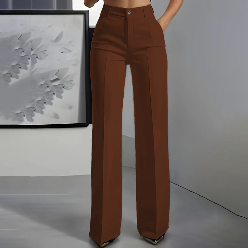 Women's High-Waisted Dress Pants - Brown