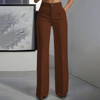 Women's High-Waisted Dress Pants - Brown
