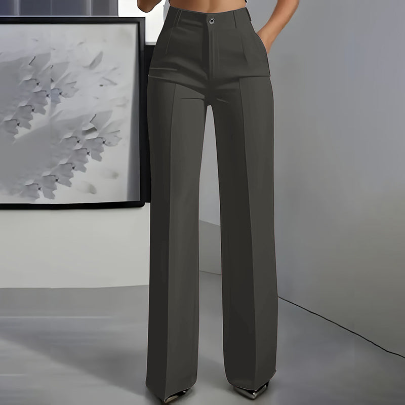 Women's High-Waisted Dress Pants - Dark Gray