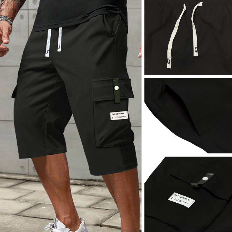 Men's Casual Cargo Capri Pants with Adjustable Drawstring