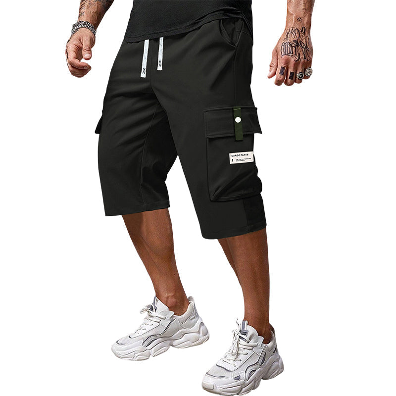 Men's Casual Cargo Capri Pants with Adjustable Drawstring