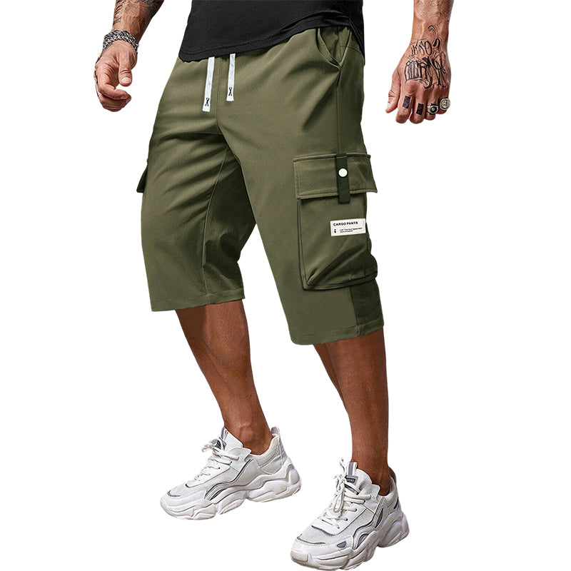 Men's Casual Cargo Capri Pants with Adjustable Drawstring