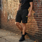 Men's Casual Cargo Shorts with Adjustable Drawstring - Black