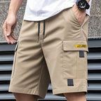 Men's Casual Cargo Shorts with Adjustable Drawstring - Beige