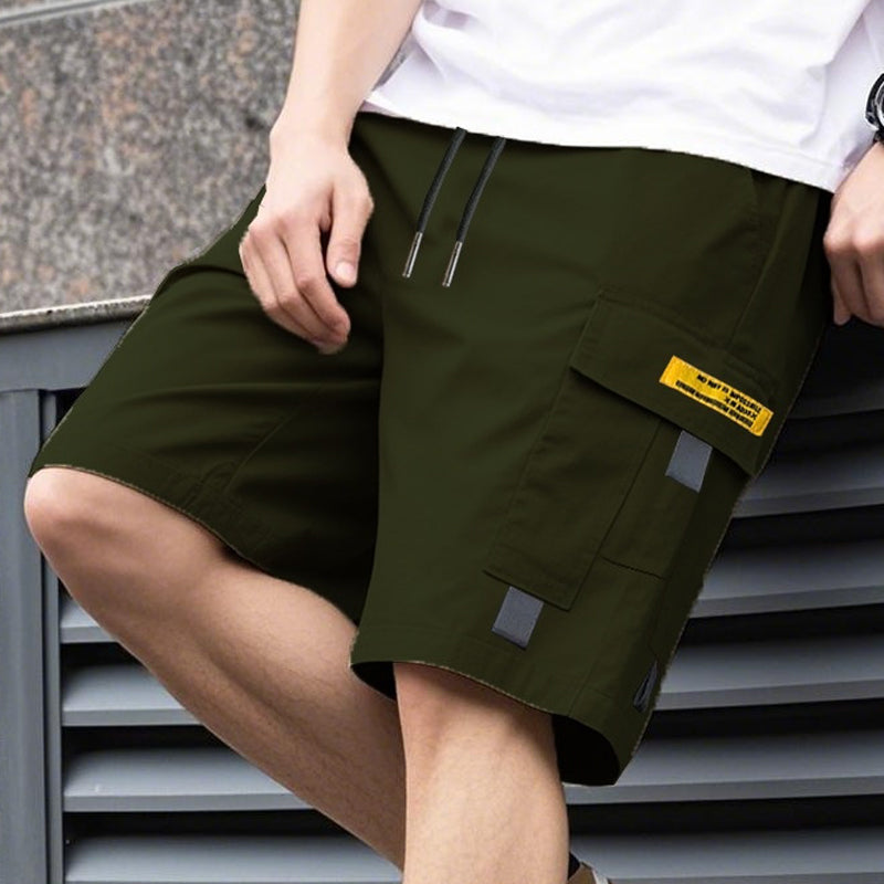 Men's Casual Cargo Shorts with Adjustable Drawstring - Khaki